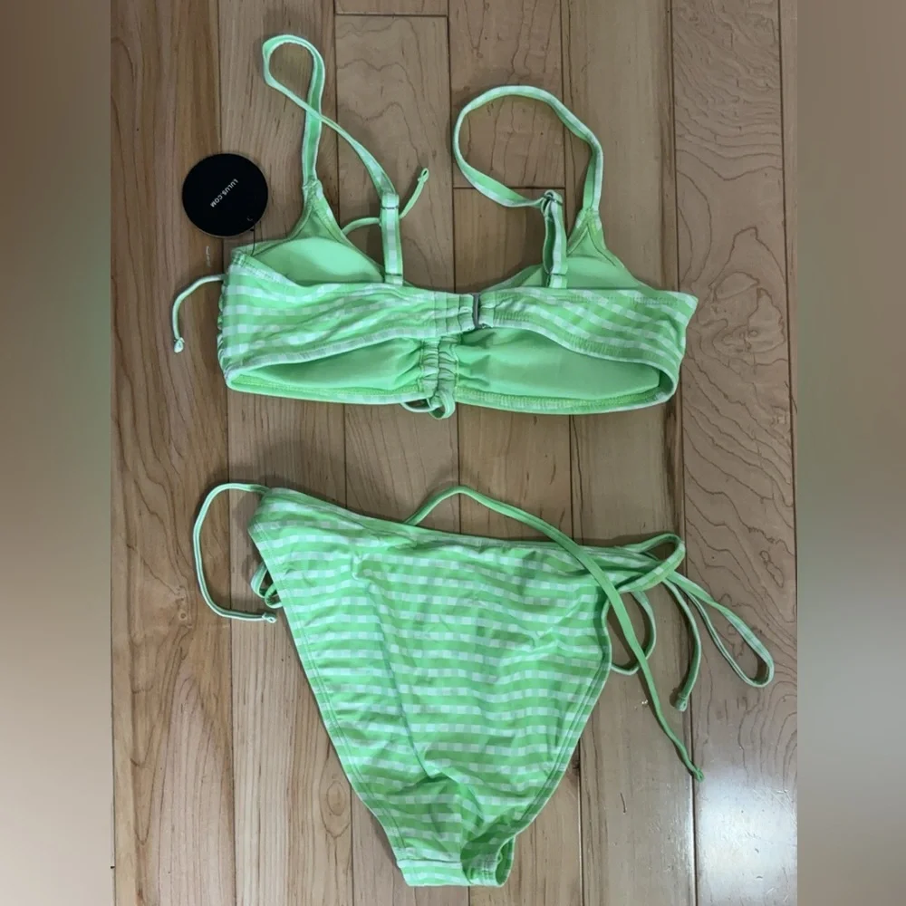 LULU’S CHECK YOURSELF OUT GREEN GINGHAM BIKINI